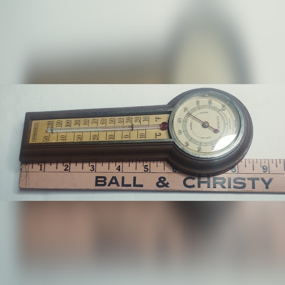 Vtg Springfield Temp & Humidity Gauge Works! - Picture 4 of 5